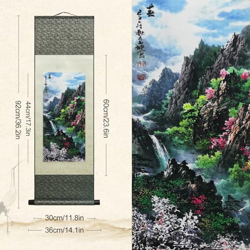 AtfArt-Asian-Wall-Decor-Beautiful-Silk-Scroll-Painting-Four-Seasons-Landscape-Painting-Summer-Autumn-Winter-Spring-Oriental-Decor-Chinese-Art-Wall-Scroll-Hanging-Painting-Scroll-362-x-12in-Spring AtfArt Asian Wall Decor Beautiful Silk Scroll Painting Four Seasons Landscape Painting Summer Autumn Winter Spring Oriental Decor Chinese Art Wall Scroll Hanging Painting Scroll 362 x 12in Spring