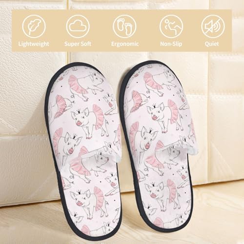 Cute Piggy Ballerina Print Women Slippers Home Furry Shoes Keep Men Couples Shoes Warm For Women-3