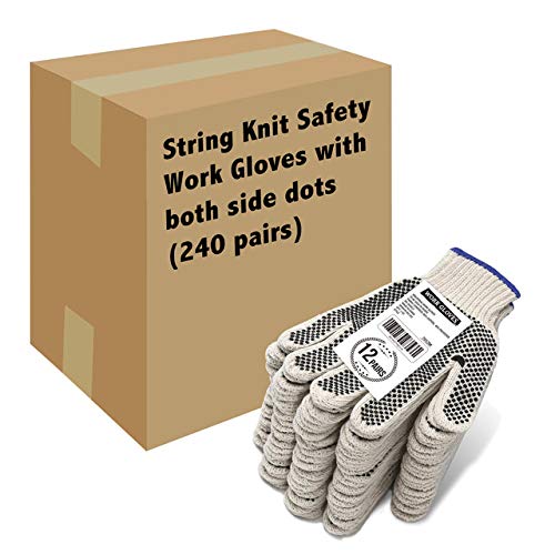 Evridwear Cotton Polyester String Knit Shell Safety Protection Work Gloves for Painter Mechanic Industrial Warehouse Gardening Construction Men One