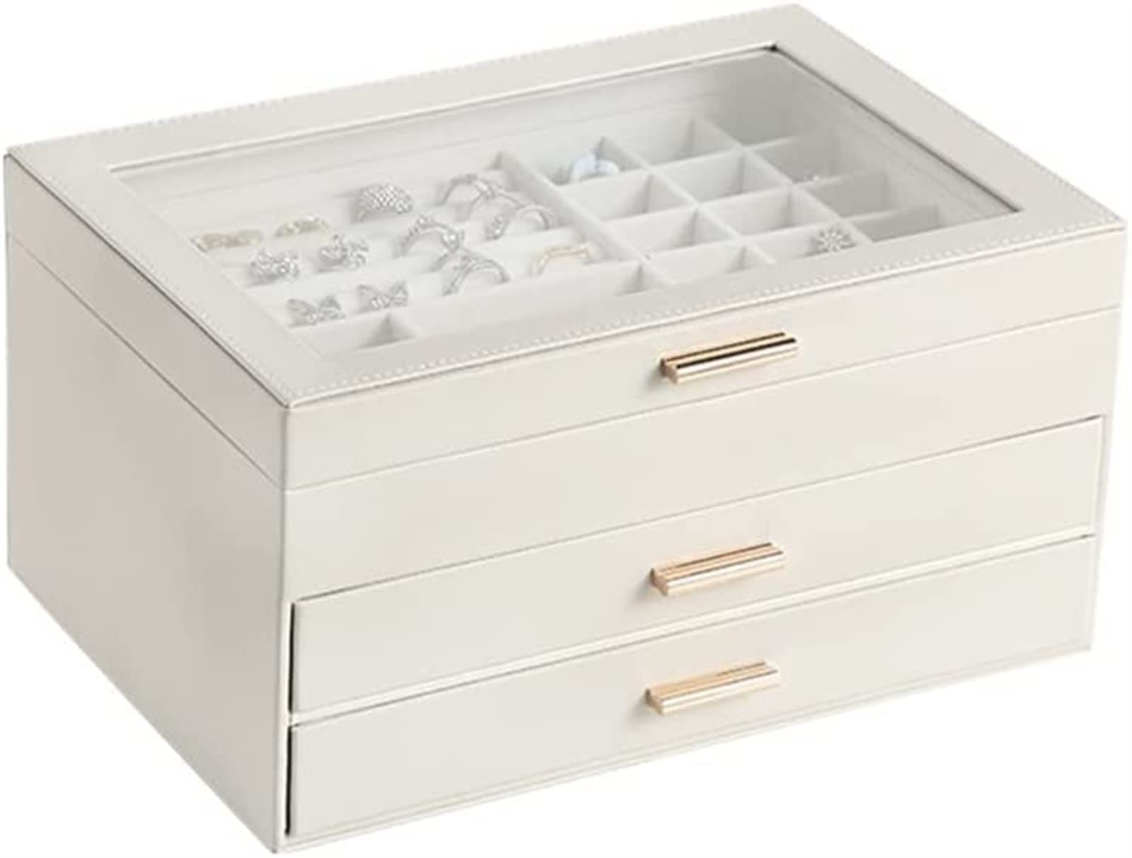 Three Tiered Jewelry Storage Box Necklace Earrings Ring Jewelry Box PU Leather Storage Jewelry Box