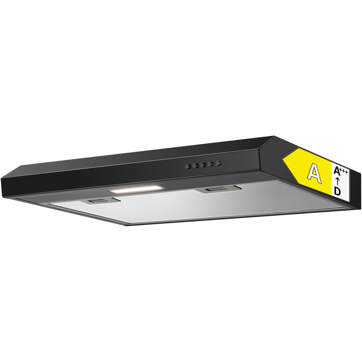 Bomann® Dunstabzugshaube 60cm Unterbau | für Umluft und Abluft | inkl. Montage-Material und Filter | Energieklasse A | Wandhaube mit LED-Beleuchtung | 222 m³/h Abzugshaube | DU 7613 schwarz