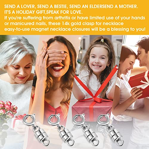 ASTER 4 Stück Magnet Schmuck Verschlüsse Ketten Magnetverschluss Magnetische Schmuckverschluss für DIY Armband Halskette Schmuckherstellung, Magnetischer Kettenverschluss (Silber)