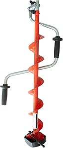 THUNDERBAY Hand Ice Fishing Auger with Dual Curved Blades, 4-8 Inch