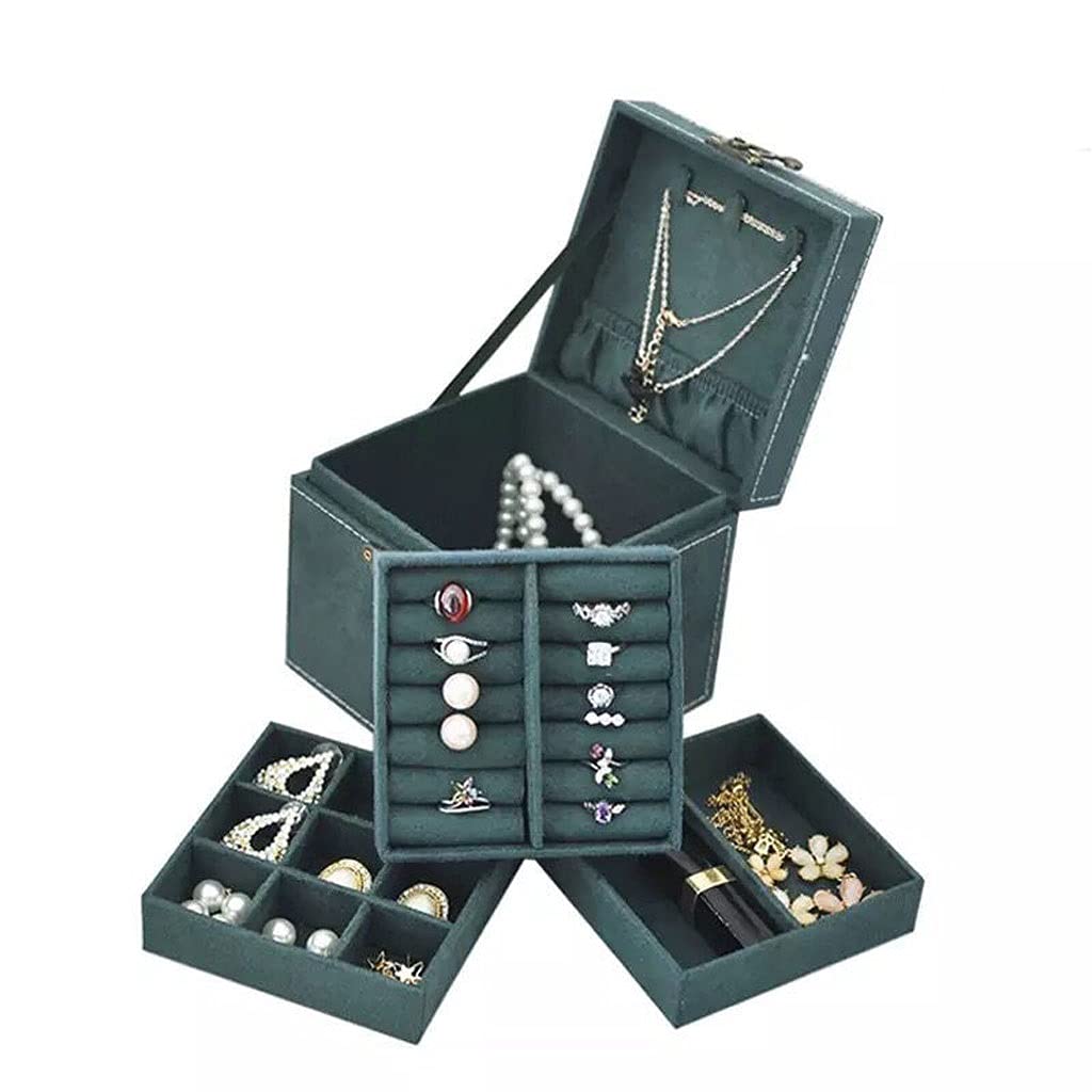 Caja de joyería Vintage de Estilo Europeo, pequeña Pulsera a Cuadros Multicapa, Pendientes de Princesa, Caja de Almacenamiento de joyería Simple, Estuche cosmético