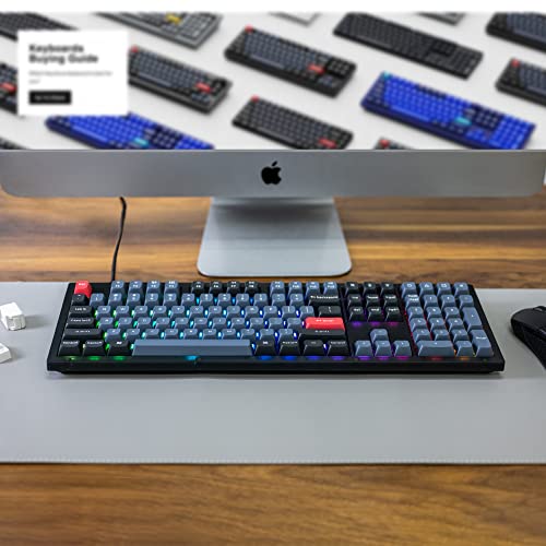 Image of Keychron V6 Wired Custom Mechanical Keyboard, Full-Size QMK /VIA Programmable Macro with Hot-swappable Keychron K Pro Red Switch Compatible with Mac Windows Linux (Frosted Black-Translucent)
