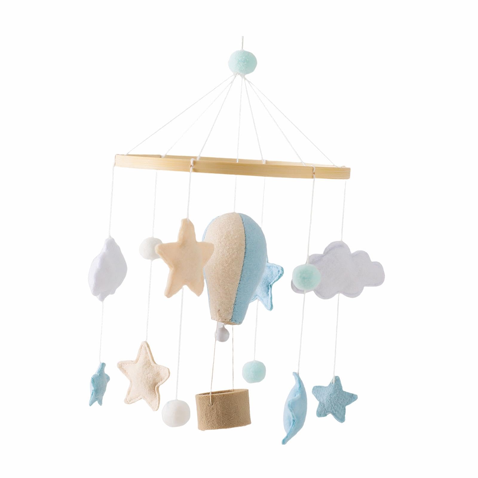 Mobile Aus Holz Fürs Babybett mit Filzkugeln, Und Hängedekoration, Geeignet für Neugeborene, Stil b