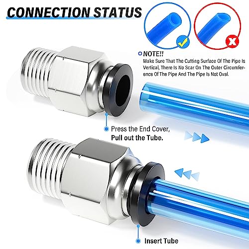 Image of TAILONZ 1 /8 inch Tube OD x 1 /8 inch NPT Male Straight Push to Connect Fitting 2pcs
