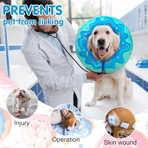 Image of BEAUTYZOO Dog Cone Alternative After Surgery for Large Medium Small Dogs, Soft Inflatable Cone Collar for Dogs Cats, Pet Neck Donut E Collar Dog Recovery Collars to Stop Licking, Blue Donut, M