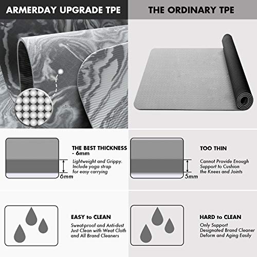 Aimerday Non Slip Yoga Mat Eco Friendly Tpe Exercise Mat Premium Print 1/4 Inch Thick High Density Lightweight Pilates Mat With Carrying Strap For Floor Workout, Fitness & Hot Yoga 72" X 24" #TOP4