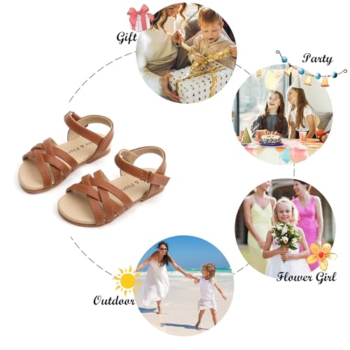 Image of Felix & Flora Toddler Girl Sandals - Little Girl Easter Dress Shoes Lightweight Open Toe Beach Holiday Flats