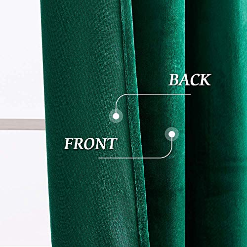 Image of RYB Home Emerald Green Velvet Curtains 84 inches - Room Darkening Curtains Thermal Insulated Soft Privacy Drapes for Bedroom Living Room Home Theatre, Wide 52 x Long 84 inches, 2 Pcs | Thermal Insulated, Privacy, Sunlight UV Heat Blocking, Luxurious Decor, Dining Room Nursery, Rod Pocket, W52 x L84, 2 Panels