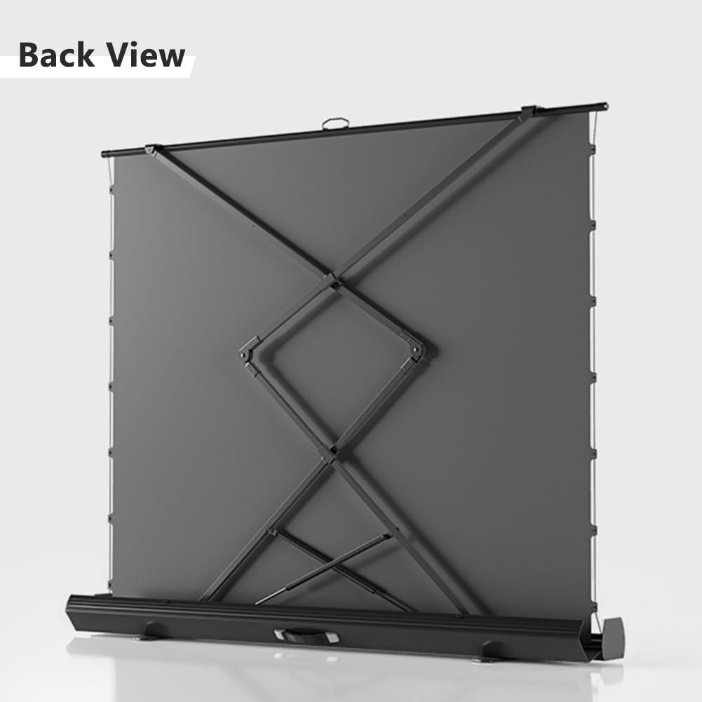 Telo Proiettore 4K HD da Pavimento, Schermo Cinematografico Portatile da 60 72 80 92 pollici con Supporto a Forbice per Esterni e Interni(60 Inch)