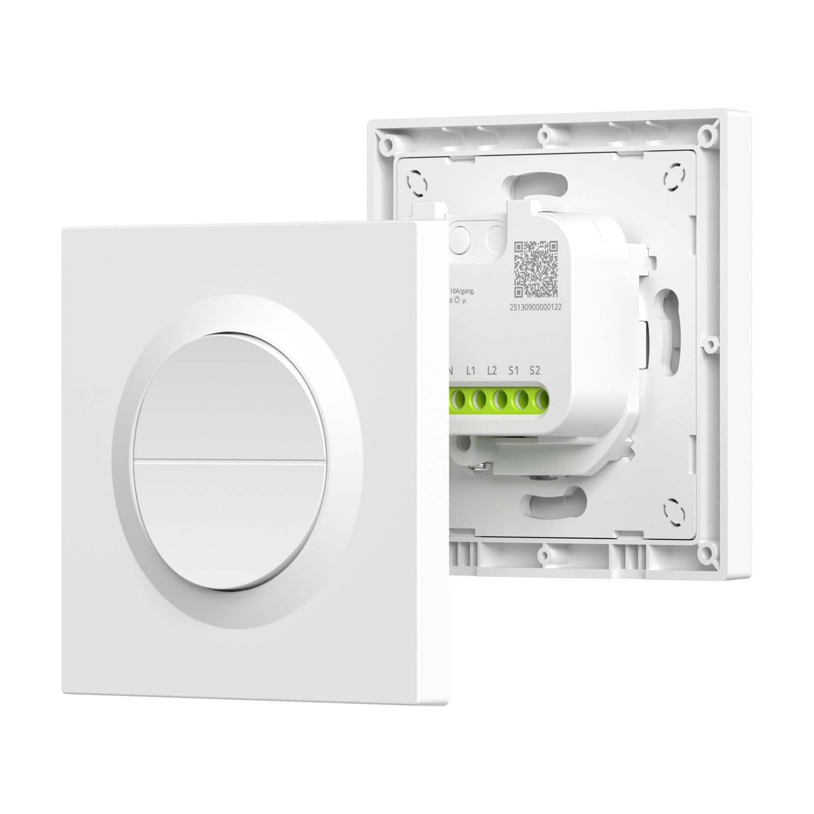 SONOFF Fusion, Orb-ZBW2(MINI-ZB2GS-E), Interruptor de Luz Inteligente Zigbee, 2 grupos, Wi-Fi 2.4GHz, Cable Neutro Requerido, Control Remoto y por Voz, Compatible con Siri/Alexa, 10A/grupo, 16A/total
