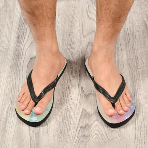 Rainbow Stripe Beach Summer Casual Flip Flop Sandals Non-Slip Quick Dry for Women Men 214B31454