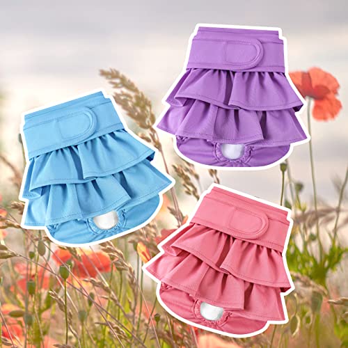 Reusable Dog Diapers Female 3 Pack Washable Premium Highly Absorbent Doggie Diapers, Flexible Puppy Diapers, Durable Leak-Proof Dog Diapers For Period Heat Incontinence Puppy Training, Xs #TOP6