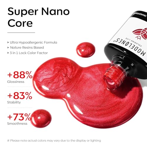 Modelones Esmalte de Gel Glitter Rojo Pastel 15ML miniatura 3