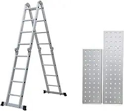 Escadaria Articulada De Alumínio Multifuncional 16 Degraus E Altura De 4,32 Metros(Com Plataforma)