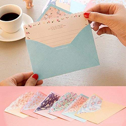Funcoo - 48 bonitas hojas de escritura con 24 sobres + 1 sello adhesivo para hoja de etiquetas
