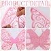 4 Pcs Butterfly Fairy Wings for Adults and Girls Fairy Wings with Butterfly Headband Elf Ears & Wand,Fairy Costume Pink