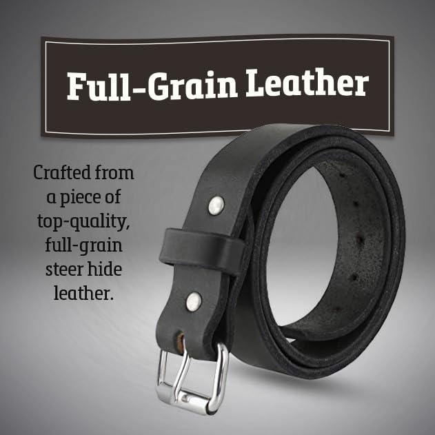 Heavy Duty Full Grain Leather Belt - 1.5 Inch Wide - Thick Leather - Made In USA4