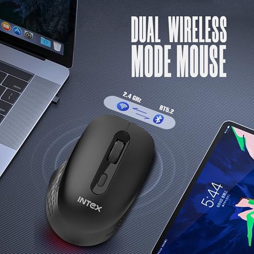 Image of Intex Flow 2.4GHz Wireless Mouse | Upto 1600 DPI Resolustion | 6 Buttons | 10 Million Button & Smooth Scrolling | Silent Clicks & Auto Slip Mode | 10M Working Range | Nano Reciver (Black)