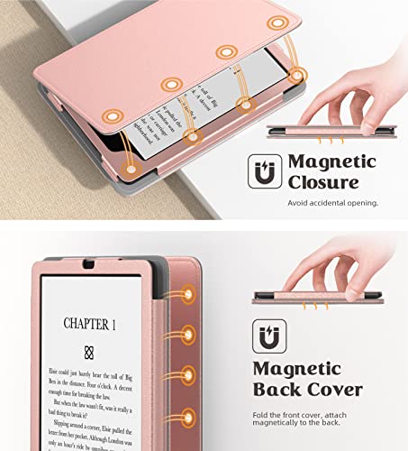 Image of MoKo Case for 7 inch /6.8 inch Kindle Paperwhite(12th /11th Gen-2024 /2021) and Kindle Paperwhite Signature Edition,Slim PU Shell Cover Case with Auto-Wake /Sleep for Kindle Paperwhite 2024, Rose Gold