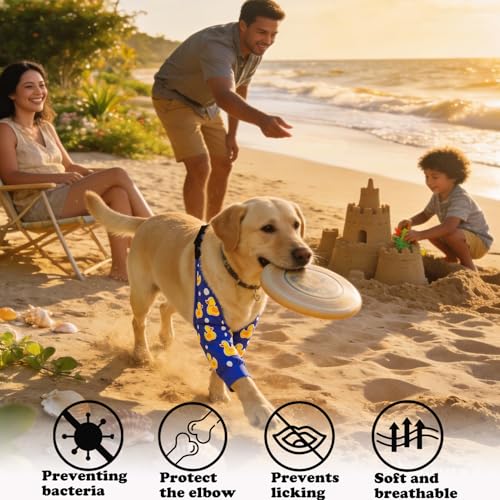 Image of Dog Elbow Wraps Knee Protector Pads Elbow Callus Treatment Sleeve for Wounds Front Legs Prevent Licking for Medium Large Dogs XL,Duck