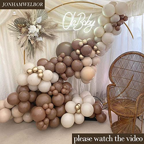 Image of Jonhamwelbor Light Brown Balloons 12 inch 100 Pack Coffee Brown Matte Mocha Caramel Helium Latex Balloons for Birthday Baby Shower Wedding Decorations