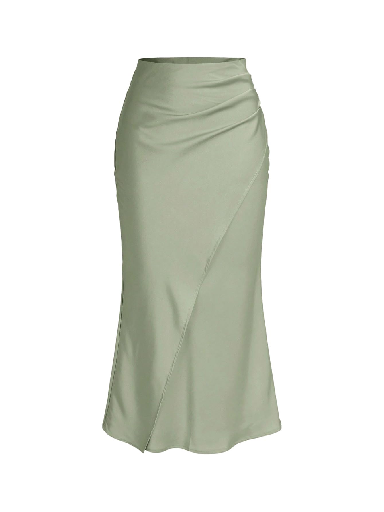 SOLY HUX Womens Satin Maxi Skirt Elegant Wrap High Waisted Ruched Fishtail Dressy Casual Skirts