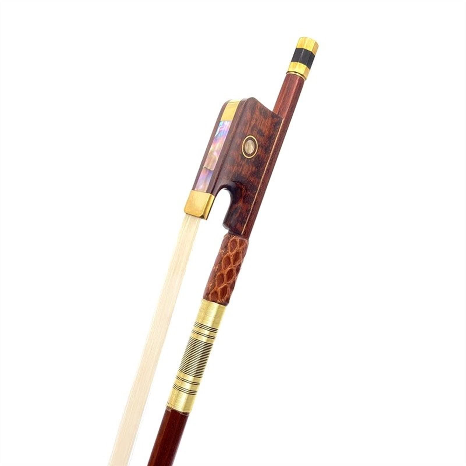 TSTS 1pcs Snakewood Letterwood Viola Bow Siberia White Horsehair Horsetail Letterwood Rana Fiocco Professionale Violino