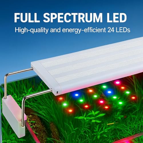 Image of VAYINATO P-600 Series LED Aquarium Light - Full Spectrum (WRGB) High Brightness, Extendable Brackets (50-60cm), Energy-Saving Fish Tank Lighting for Freshwater & Saltwater Plants