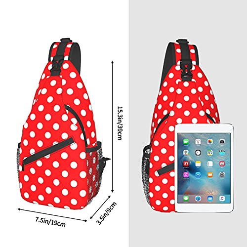 Sling Backpack Red White Polka Dot Multipurpose Crossbody Shoulder Bag Chest Daypack For Gym Travel Hiking One Size3