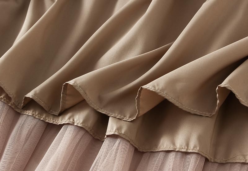 Wuitrie Midi Skirts for Women 2025 Trendy Layered Puffy Cupcake Mesh Flowy Skirt Long Skirt4