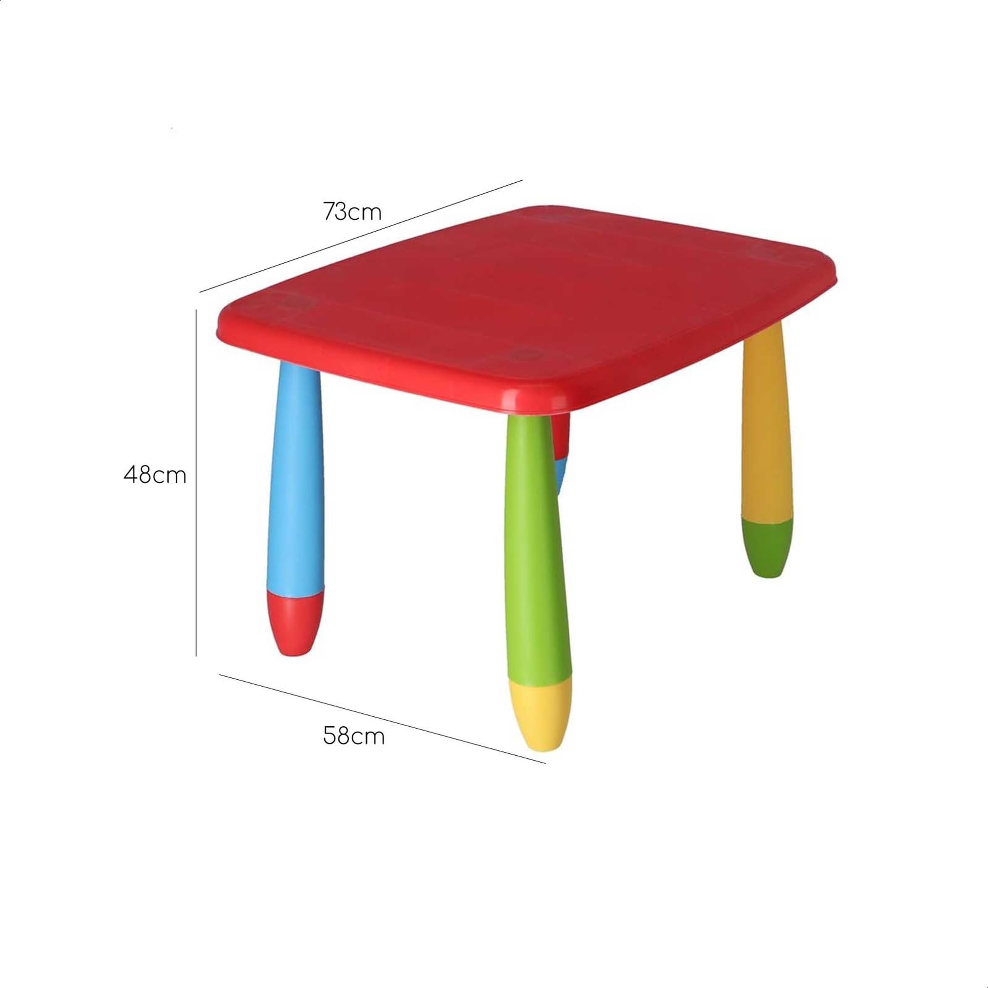 Mesita Infantil Rectangular roja, Multifuncional, diseño Moderno, 72,5x57x47 cm, Fabricada en plástico, Resistente, jardín o terraza