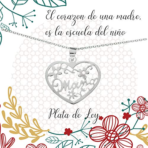 Collar Corazón para Mamá Plata de Ley 925 - Regalos para mama originales