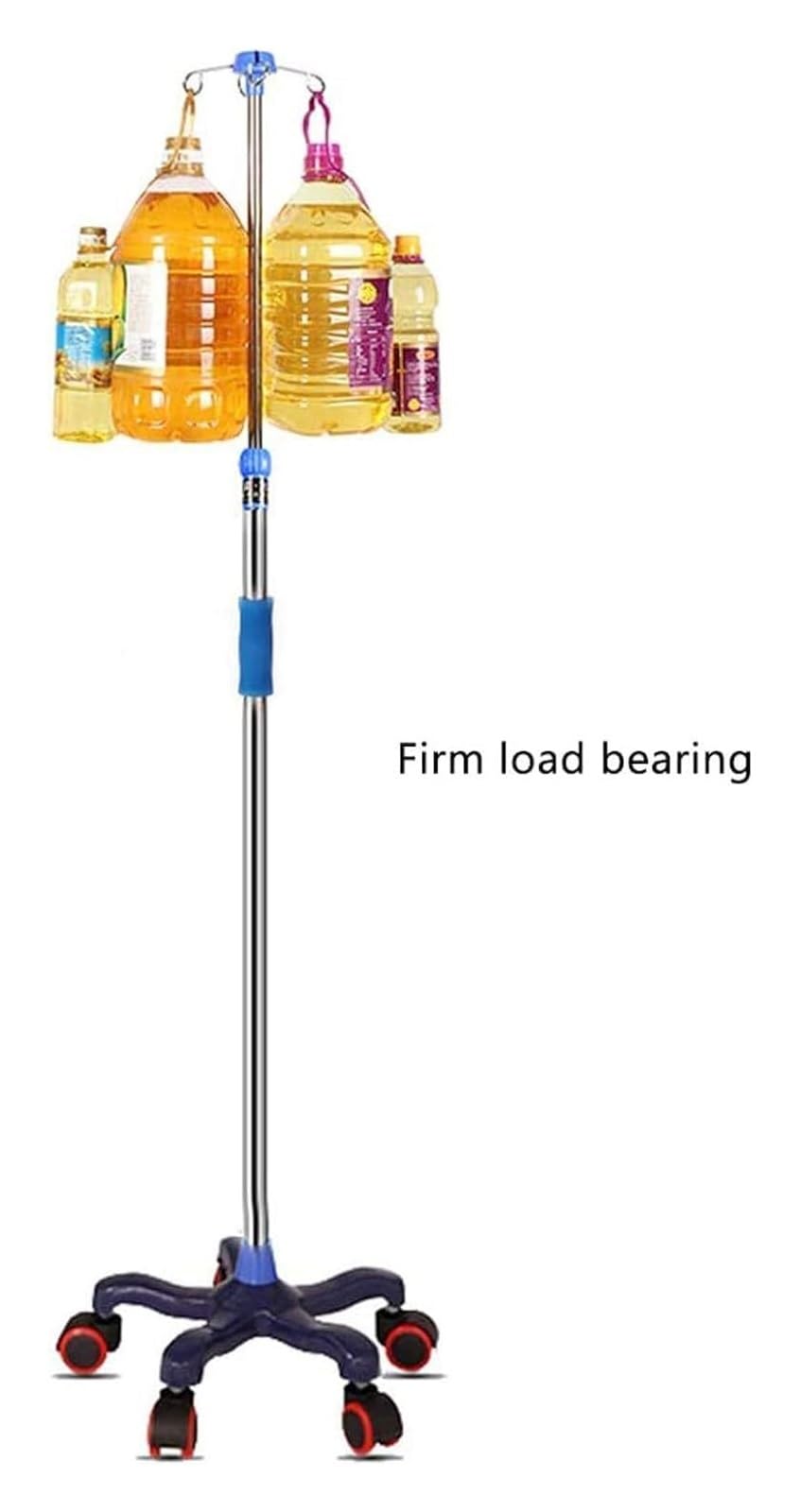 Carrello Portaflebo con Rotelle, Acciaio Inossidabile Regolabile in Altezza (110-190 cm) - Per Sacca Flebo, Ideale per Anziani, Assistenza Domiciliare e Uso Casa