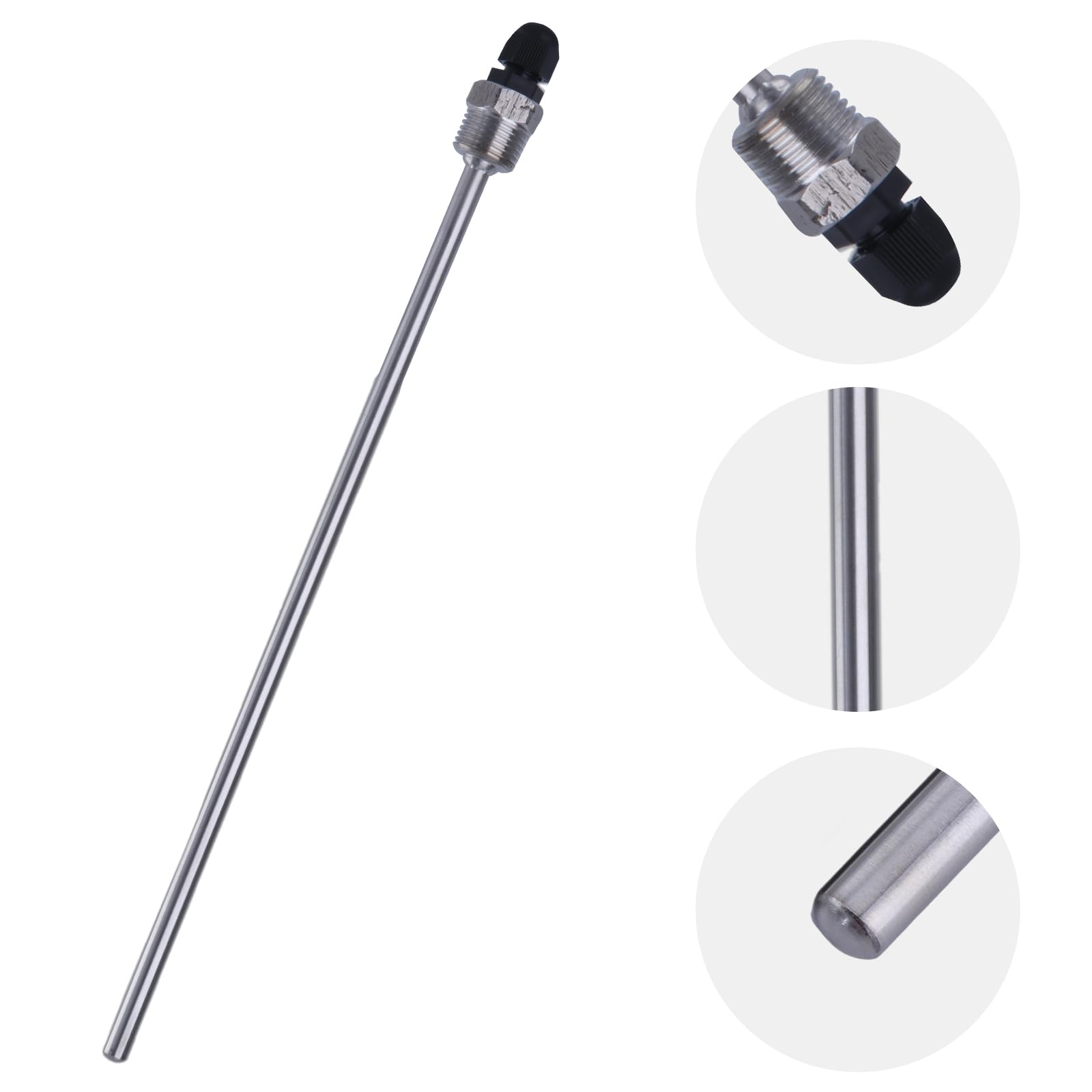 2 Manicotti A Immersione In Acciaio Inox 304 8x300 Mm Con Filettatura 1/2" - Termometro PT100 RTD