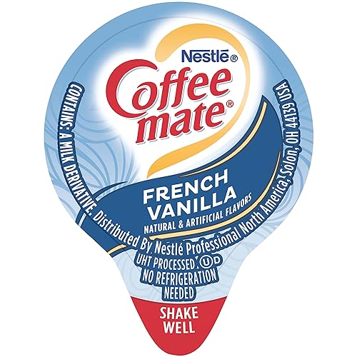 Image of Nestle Coffee mate Coffee Creamer, French Vanilla, Liquid Creamer Singles, Non Dairy, No Refrigeration, 0.375 fl oz Tubs, 180 Count (Pack of 2)