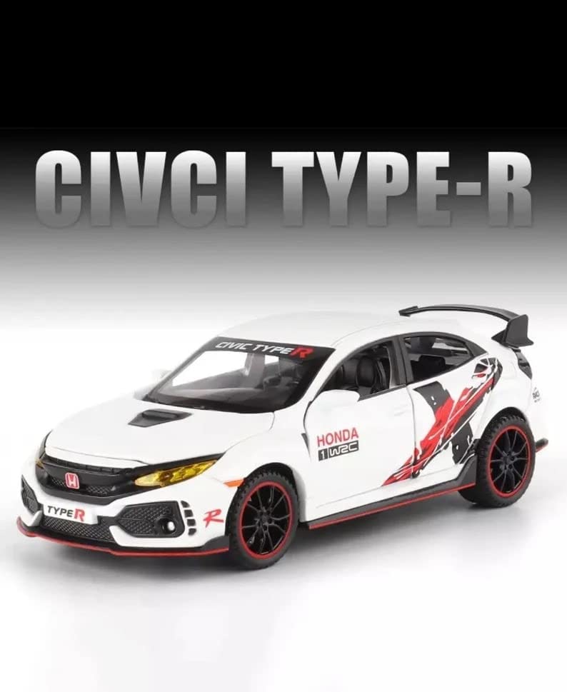 Image of Alokik Enterprise Exclusive Alloy Metal Pull Back Die-Cast Car 1:32 Civic Honda Diecast Metal Pullback Toy Car With Openable Doors & Light|Music Boys Gifts Toys For Kids (Civic Honda)|Multicolor