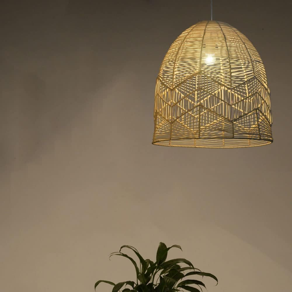 Paralume a gabbia in rattan Lampade a sospensione in tessuto di bambù Lampada a in vimini intrecciato a forma nido d'uccello beige a in Compatible with fattoria, luci sospese