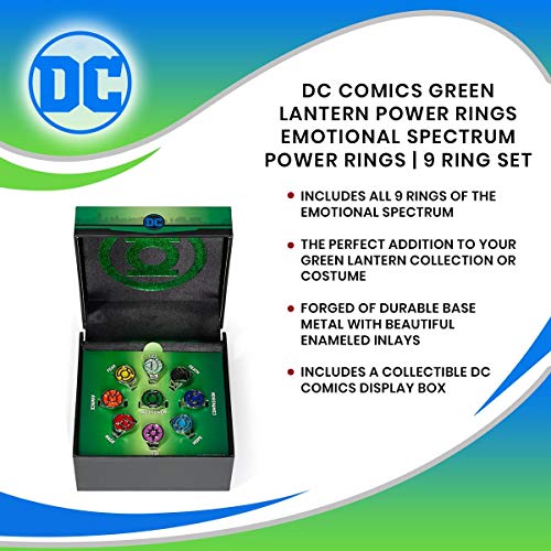 Image of DC Comics Green Lantern Power Rings Emotional Spectrum | Includes 9 Adjustable Rings Featuring Each Emotion