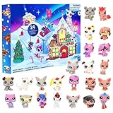 Laoniu Pet Shop Advent Calendar Festive Accessories & Pets Winter Pets Kids Toy Collection - Exciting Surprises Await in This Pet Shop Calendar!