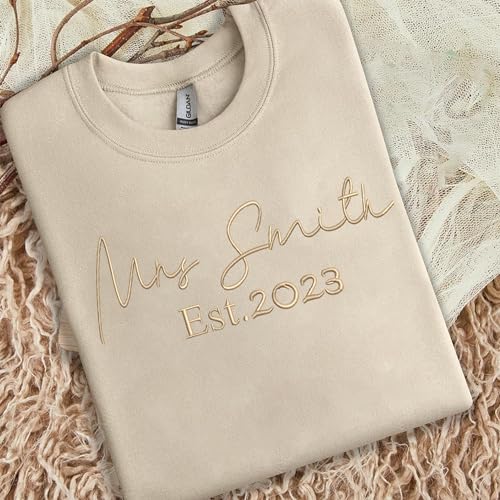 Custom Embroidered Mrs. Sweatshirts, Embroidered Bride Sweatshirt, Future Mrs Hoodie, Honeymoon Sweatshirt, Best Friend Wedding Egagement Gift, Bachelorette Party Gift Multicolor4