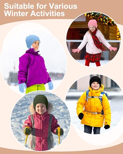 Image of JaGely 64 Pcs Kids Hats and Gloves Bulk Winter Beanies Hat Gloves for Toddler Boys Girls School Donation Wholesale