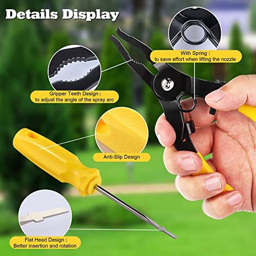 Gulfmew Sprinkler Rotor Tool And Plier Spray Head Tool Set Compatible With Rain Bird 1800/5000 Series Sprinkler Heads, Spray Head Pull Up Tool Kit Fit For Lawn Irrigation System Repair, Yellow #TOP1