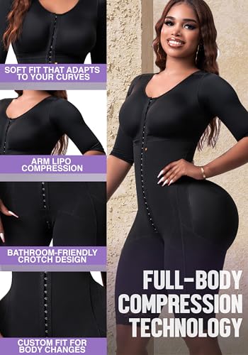 Snatched Body Fajas Colombianas | Faja Shapewear for Women with Sleeves | Stage 1 Faja Post Surgery BBL & Lipo 3604