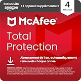 McAfee Total Protection 4 + 1 appareil 2025 |12 mois |VPN sécurisé, logiciel de sécurité avec antivirus, gestionnaire de mots de passe et surveillance de l'identité | Téléchargement
