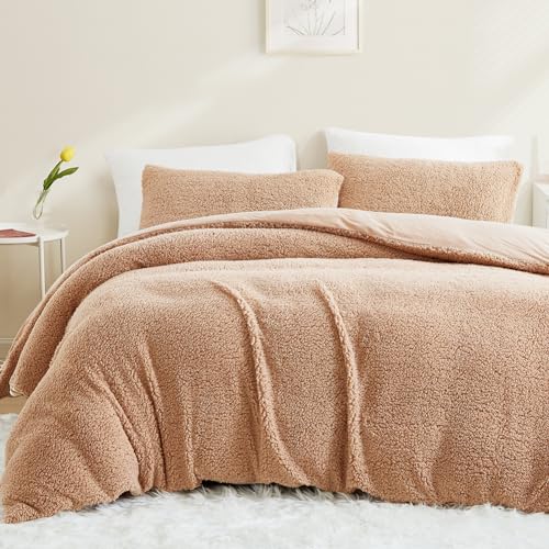 AShanlan Winter Fleece Bettwäsche 135x200 Khaki Super Warme Sherpa Bettbezug Flauschig ÖKO-TEX...