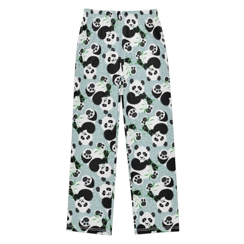 ZZXXB Lovely Panda Footprint Boys Long Pants Soft Trousers Elastic Waist Kids Lounge Bottoms with Pockets S-XL