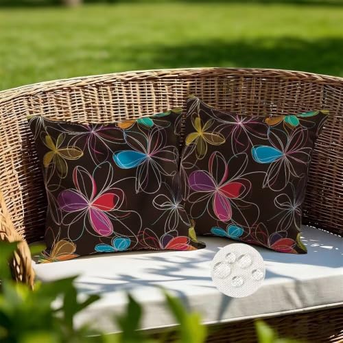 Housse coussin fleur marron café 35x35 protégeant vos sièges de la pluie - 3